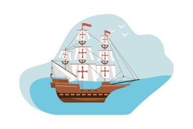 Okyanus sahnesinde karavan gemisi yelkenlisi