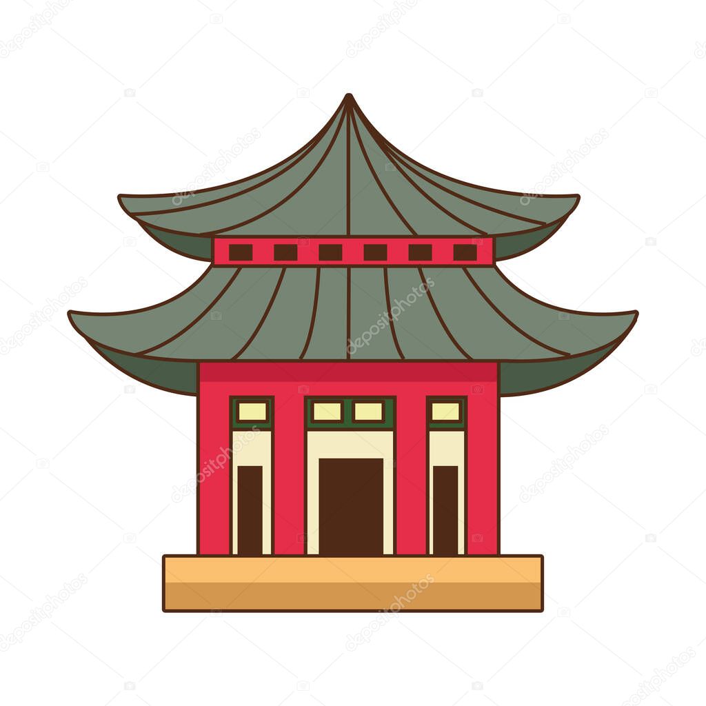 chinese castle building isolated icon