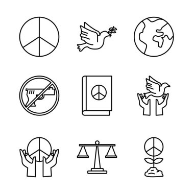 Dokuz insan hakları çizgisi biçimindeki paket simgeleri