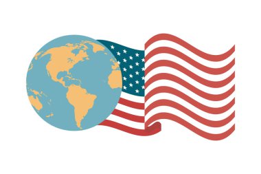 Amerika Birleşik Devletleri bayraklı dünya haritası