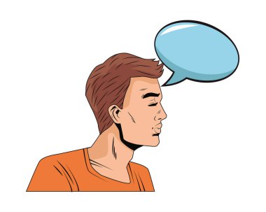 Konuşma baloncuğu pop sanatsal karakterli kızgın adam profili