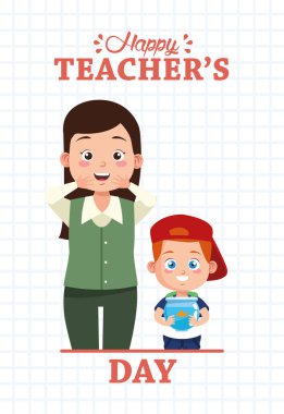 Akvaryumu ve öğretmen karakterleri olan küçük tatlı bir çocuk.