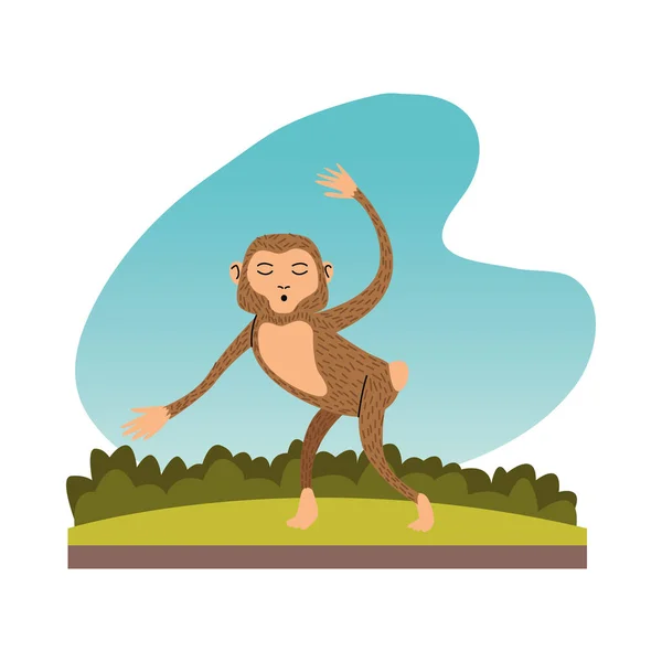 Macaco selvagem ícone da natureza animal — Vetor de Stock