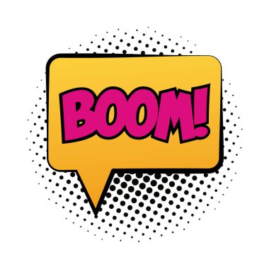 Patlama kelimeleriyle konuşma kabarcığı pop sanat dolum biçimi