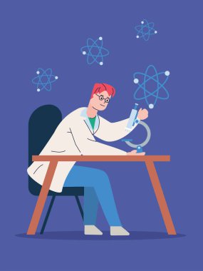 Mikroskop araştırması aşısı olan erkek bilim adamı