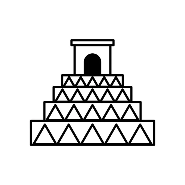 Mexikanische Pyramide Kultur Linie Stil-Symbol — Stockvektor