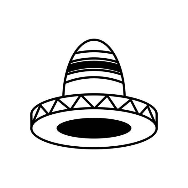 Tradizionale messicano cappello linea stile icona — Vettoriale Stock