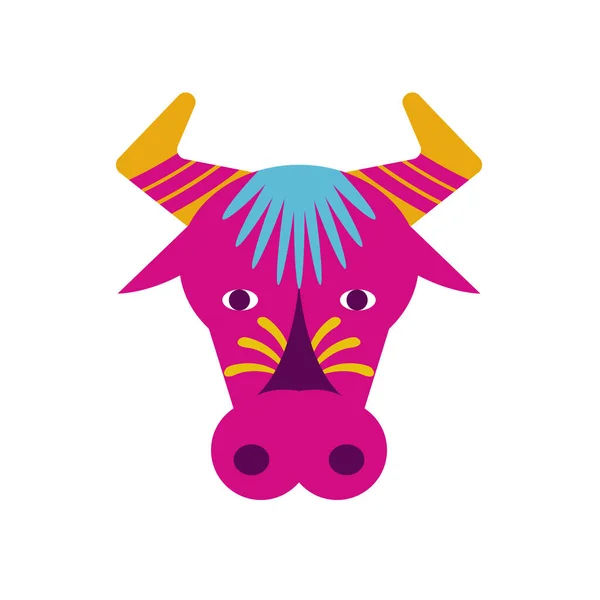 Tête vache dia de los muertos décoration plat style icône — Image vectorielle