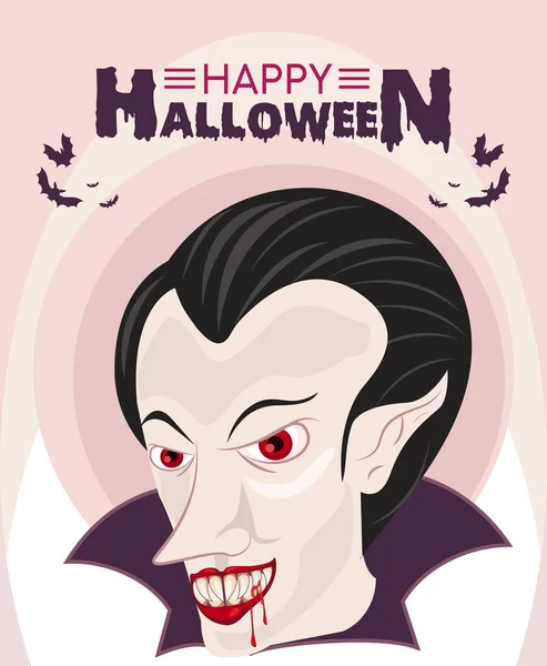 Cartaz feliz da celebração do horror do halloween com vampiro — Vetor de Stock