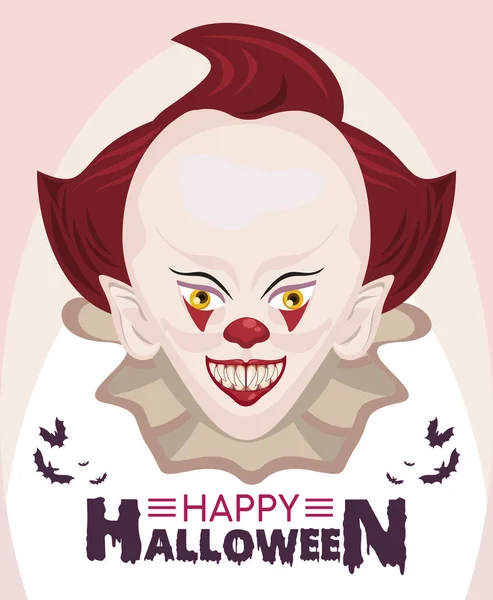 Feliz halloween horror celebração cartaz com palhaço do mal — Vetor de Stock