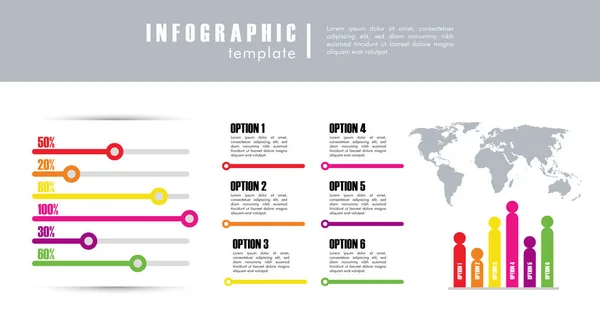 Infographic template statistics with earth planet maps — 图库矢量图片