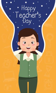 Öğretmenler günü mektupları olan bir kadın öğretmen.