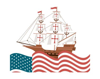 ABD bayrağında karavan gemisi.