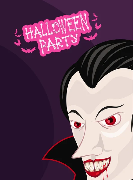 Halloween horror festa festa cartaz com vampiro — Vetor de Stock