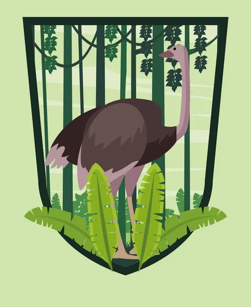 Vad strucc állat a dzsungel pajzs keretben — Stock Vector