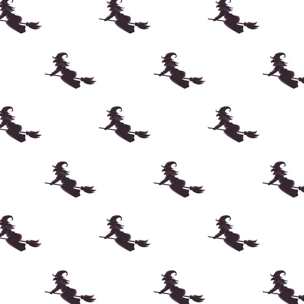 Czarownice latające w kształcie miotły sylwetki wzór — Wektor stockowy
