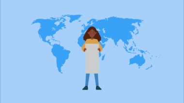 Afro kadın dünya çapında pankartıyla protesto ediyor.