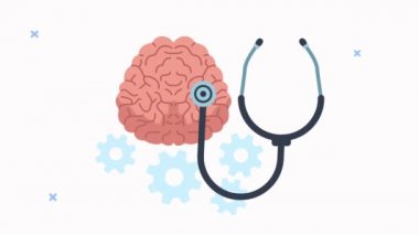 Beyin ve steteskopla zihinsel sağlık animasyonu