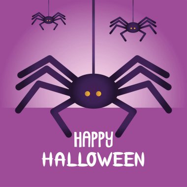 Cadılar Bayramı örümcekleri izole edilmiş bir simge asıyor