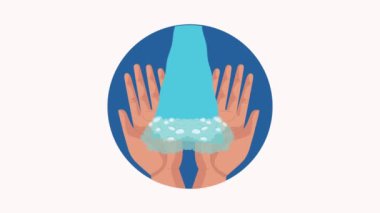 eller ve suyla küresel el yıkama animasyonu