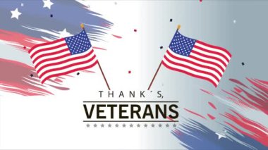 Mutlu gaziler günü kutuplarda Amerikan bayrakları olan animasyonlar.