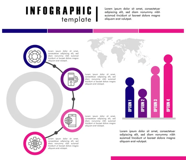 Infografische Vorlage Statistiken mit Erdplaneten-Karten — Stockvektor