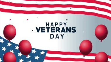 Balonlarla, helyum ve bayrak ile gaziler günü animasyonları