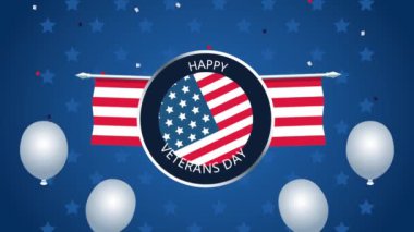 Amerika Birleşik Devletleri bayrak ve balonlarla canlandırma kartı kutlaması Helyum