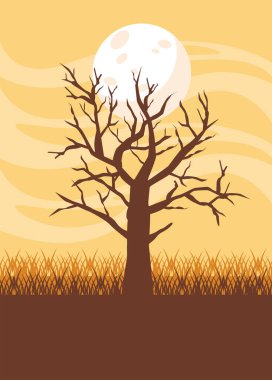 Cadılar bayramı kuru ağacı izole edilmiş simgesi