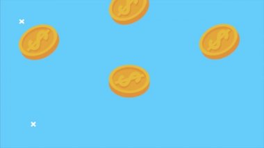 Bozuk para dolar yağmurlu animasyon