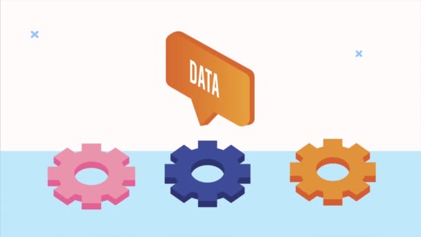 Configurações da máquina de engrenagens e animação de bolhas de fala — Vídeo de Stock