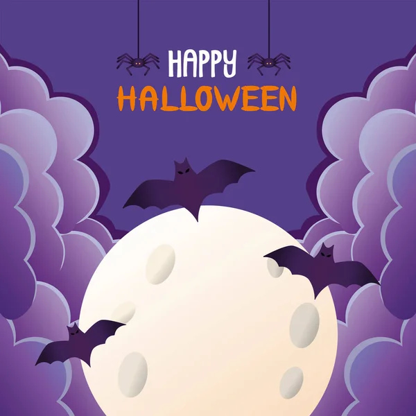 Halloween nietoperze latające w księżycu — Wektor stockowy