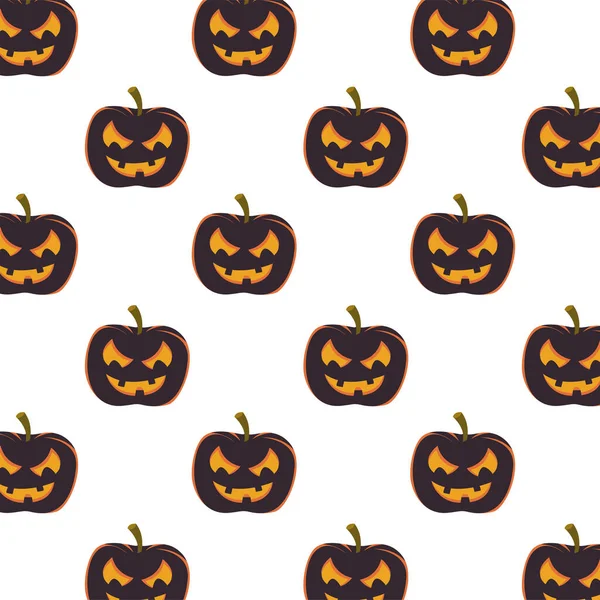 Halloween abóboras com rosto padrão de fundo — Vetor de Stock