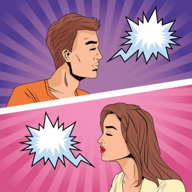 Pop sanatları konuşan genç bir çift.