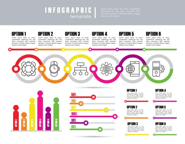 Infographic template met statistieken in grijze en witte achtergrond — Stockvector