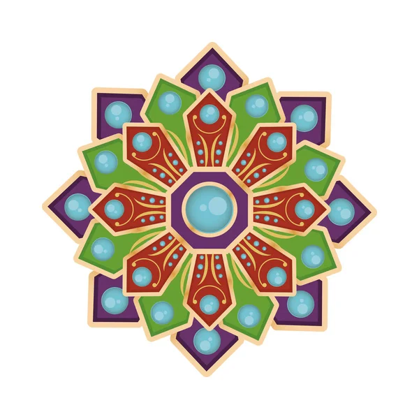 Navratri mandala με πολύτιμους λίθους διακόσμηση πίσω εικονίδιο — Διανυσματικό Αρχείο