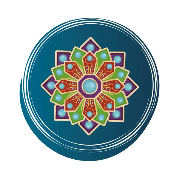 Navratri mandala drágakövekkel dekoráció hindu ikon — Stock Vector