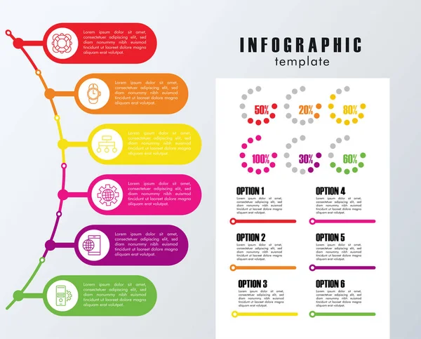 Modèle infographique avec des statistiques en arrière-plan gris — Image vectorielle