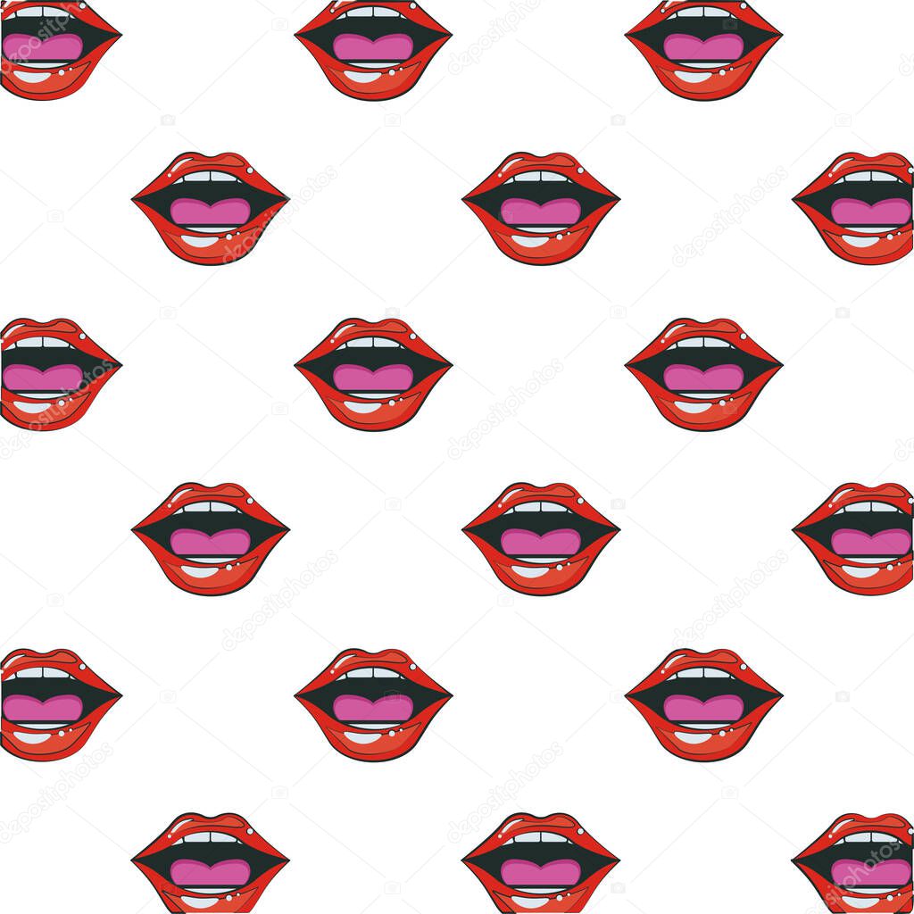 sexi female mouths open pop art style pattern