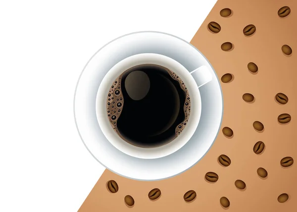 Koffiepauze poster met kopje en zaden — Stockvector