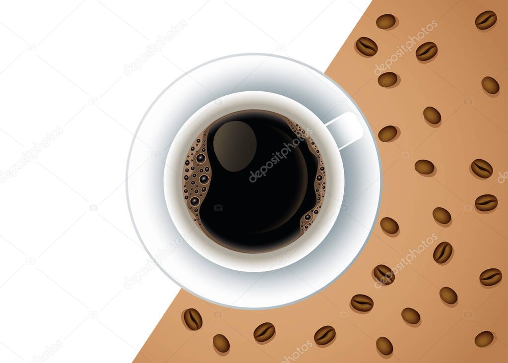 coffee break poster with cup and seeds
