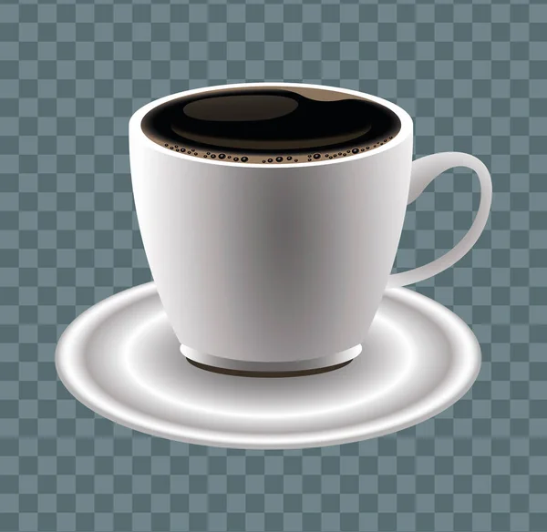 Kaffeepause-Poster mit Tasse im karierten Hintergrund — Stockvektor
