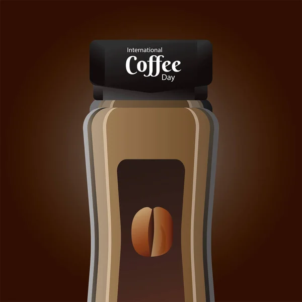 Affiche de la journée internationale du café avec produit en pot — Image vectorielle