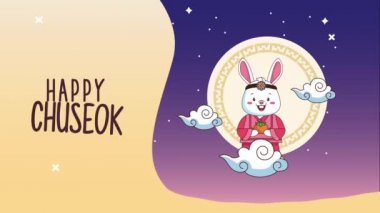 Mutlu chuseok mektupları Tavşan ve hediyeyle