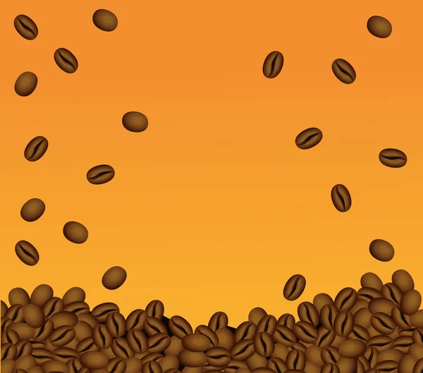 Cartel pausa café con semillas en fondo naranja — Vector de stock