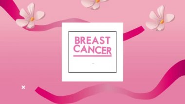 Göğüs kanseri kareli ve çiçekli animasyon harfleri