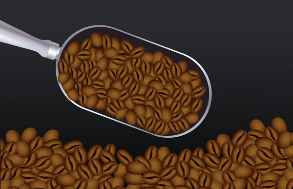 Affiche pause café avec cuillère et grains — Image vectorielle