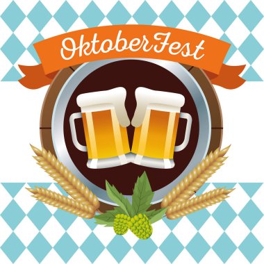 Biralar ve arpa yuvarlak çerçeveli oktoberfest kutlamanız kutlu olsun.