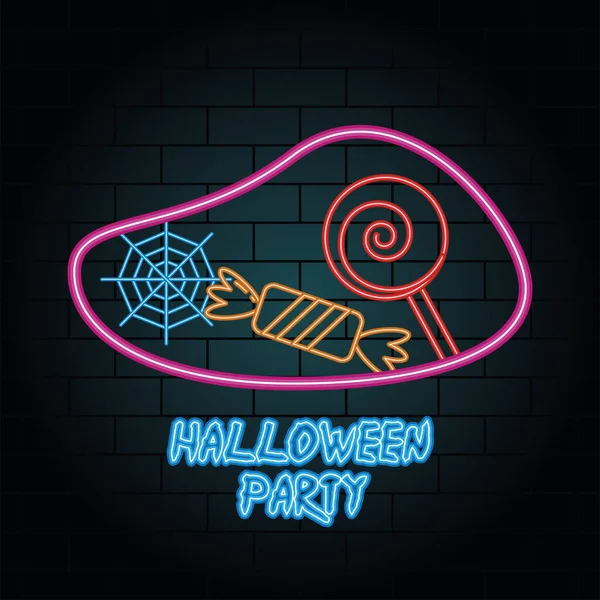 Halloween parti neon ljus godis — Stock vektor