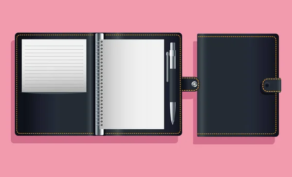 Notebook agenda zwart mockup pictogram — Stockvector